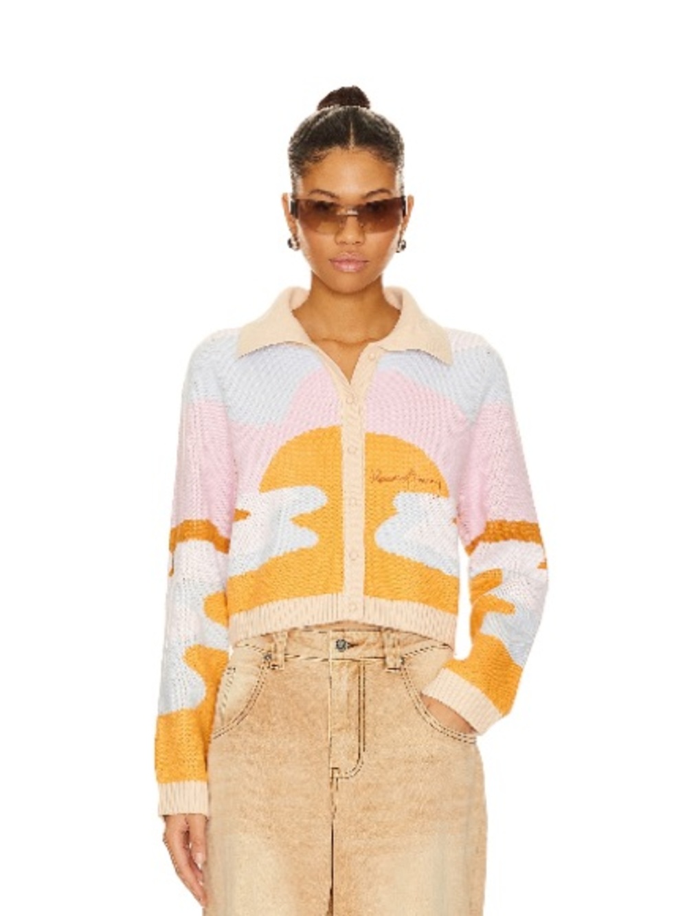 House of Sunny Pastel Multi Zip-Up Knit Cardigan